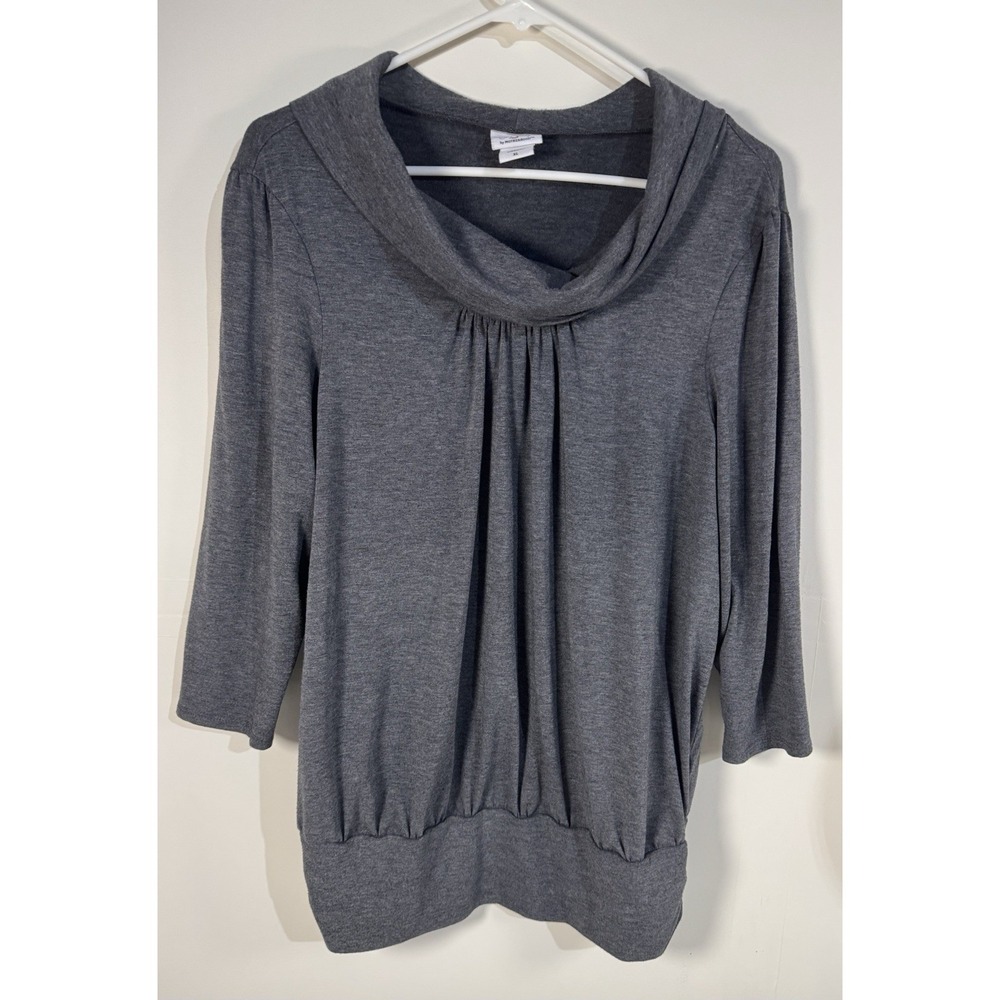 Oh Baby by Motherhood Gray Turtleneck‎ Maternity Top Ruched Sides XL Mockneck